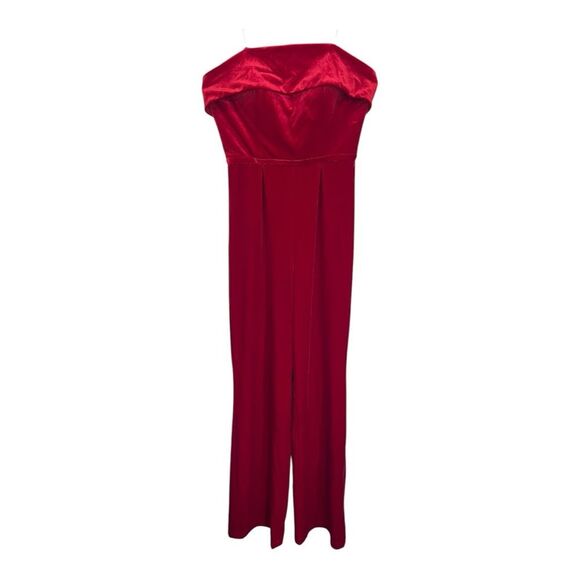 MAC DUGGAL 26078I JUMPSUIT In RED Velvet Size 4 - Picture 3 of 10